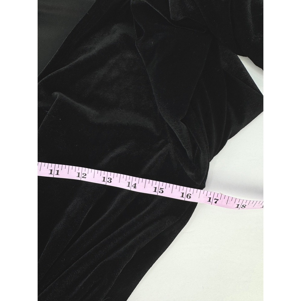 Halogen S Black Velvet Faux Wrap V Neck Knot Long Sleeve Midi Women Dress Goth - Picture 11 of 12